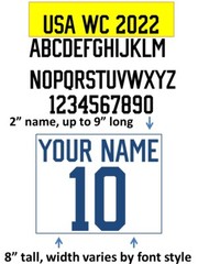 USA 2022 CUP World IRON ON heat transfer number soccer jersey United States