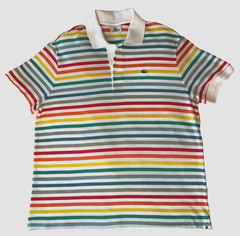 Lacoste Polo Shirt Mens Size 7 (XXL) Multicolor Striped Rainbow Pique 100% Cotto
