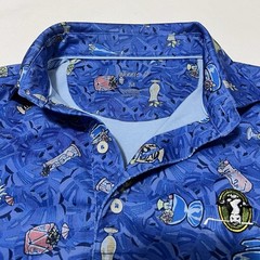 Johnnie-O Mens Prep-Formance Tiki Golf Polo Shirt Blue Cocktail Short Sleeve M