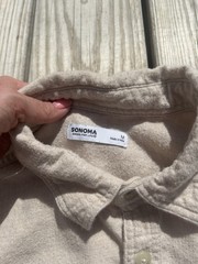 Sonoma Supersoft Flannel mens Color Beige Size Medium Classic Outdoor Cozy
