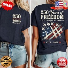 America 250 Freedom Fighter Jet T-Shirt: 1776-2026 Patriotic USA Graphic S-5XL