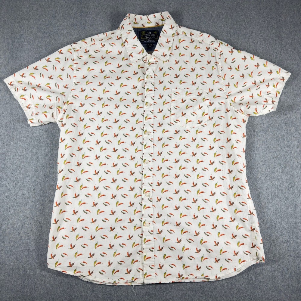 MBX Premium Goods Shirt Mens XL Chili Peppers Spicy White Button Up