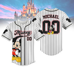 Custom Mickey Mouse Striped Baseball Jersey Disney Mickey Baseball Shirt Disney