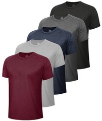 5 Pack Workout Shirts for Men-Quick Dry Black Gym Moisture Wicking Short Slee