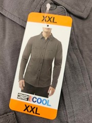 XXL / 2XL – GREY – 32 Degrees Men’s Button-Up Long Sleeve Cotton Shirt