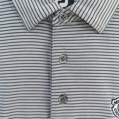 Footjoy Shirt Mens XL Gray Black Striped Polo Golf Short Sleeve Medinah