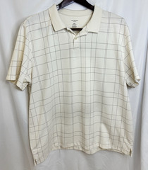 Van Heusen Flex Men’s XXL Classic Fit Cream/Gray Check Collared Polo Shirt