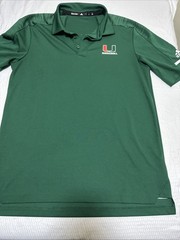 Mens University of Miami Hurricanes Polo Adidas Size M Green Canes