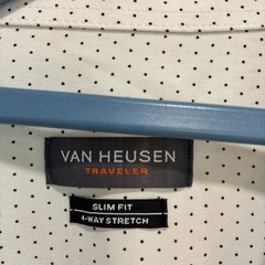 Van Heusen Traveler Men’s LS Button Up Slim Fit Shirt 4 Way Stretch Sz M 15