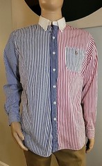 Ralph Lauren Striped Cotton Red White Blue Mens Shirt Size Large Patriotic