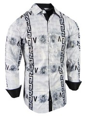 Mens Shirt Luxury Animal Print Gold Italian Stripe Sheen Stretch Slim Fit Button