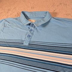 Hang Ten Mens XL Blue Striped Polo Shirt Short Sleeve Casual Surf Cotton Blend