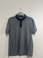Michael Strahan Heather Gray Polo Shirt with Black Collar Golf Shirt Men’s M
