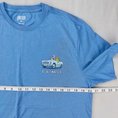 IZOD T-Shirt Mens Medium Blue Saltwater Surf Sun and Sand Graphic Beach Tee