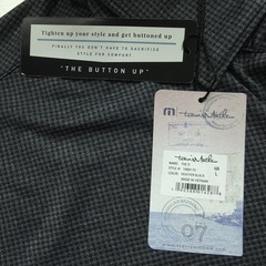 Travis Mathew Mens Shirt Large Heather Black Prestige 7 The D Button Up Casual L