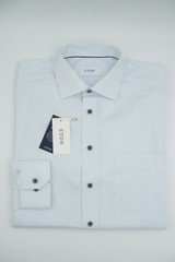 Men Eton Shirt Single Cuff Twill Striped Size 41 16 Classic Fit