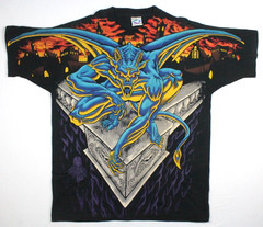 Vintage 1995 Liquid Blue Made In USA Gargoyle All Over Print T-Shirt XL AOP 90’s
