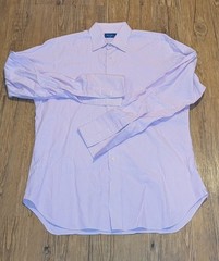 Tom James Custom Dress Shirt Pink Searsucker Button Downl Mens French Cuffs 7