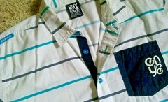 AEROPOSTALE ENYCE Blue STRIPED SHIRTS short sleeve button-up v-neck Large men