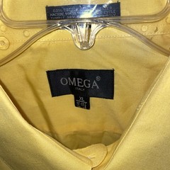 Omega Mens Dress Shirt Size XL Bright Yellow Business Formal Party Italy
