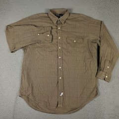 Ralph Lauren Shirt Mens Large Brown Check Casual Button Up Long Sleeve