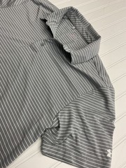 Under Armour HeatGear Polo Men’s Large Gray Striped Loose Fit Golf Shirt