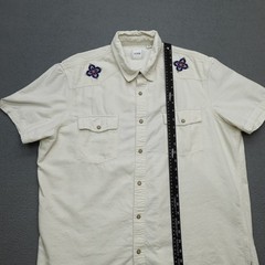 ROWM Pearl Snap Shirt Men’s Size XL Ivory Western Cowboy Embroidered