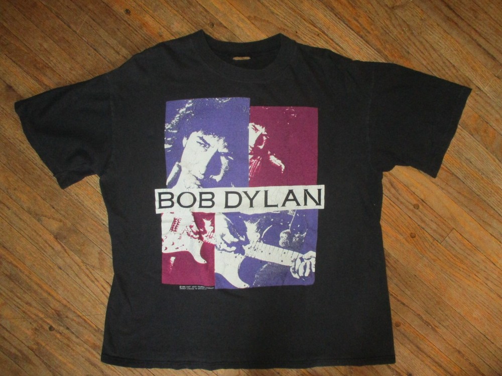 vtg 1980s BOB DYLAN CONCERT T SHIRT Band Tour 1989 Single Stitch LARGE Short