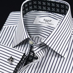 Black Stripe Unique Designed With Black Fleur-de-lis Inner Lining Business Shir