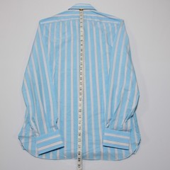 Isaia NWT Long Sleeve Dress Shirt Size 15 38 in Blue Stripes 100% Cotton