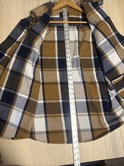 Golden Tree Mens Long Sleeve Plaid Flannel Shirt Button Up Brown Cream Size L