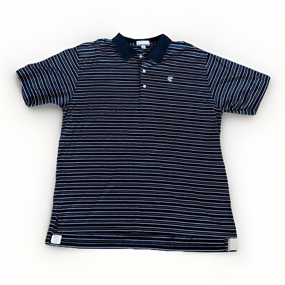 Peter Millar Golf Polo Mens XL Black Striped Cotton Timuquana Country Club