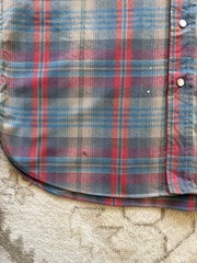 Vintage Pendleton Shirt Mens XL Blue Plaid Western Snap Wool Made USA 70s
