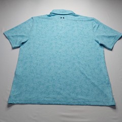 Under Armour Polo Shirt Mens Large UPF 30 Anti Odor Golf Performance Blue