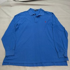 Polo Ralph Lauren Men Blue Pique Polo Shirt Red Pony L/S Polo 2XLT Tall-5400