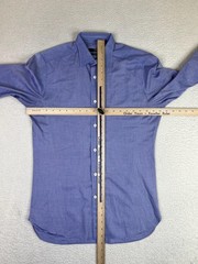 Z Zegna Dress Shirt Mens 16 32/33 Blue Herringbone Silver Line Slim Fit LS