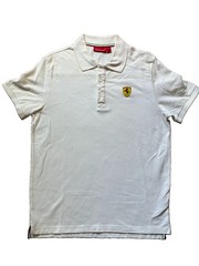 Ferrari Scuderia Ferrari Men’s L White Cotton Polo Embroidered Logo
