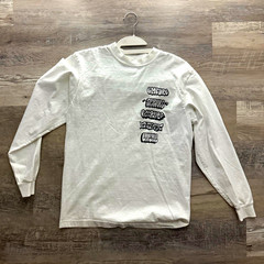 Chubbies Men’s White Long Sleeve Graphic Crew Neck T-Shirt Size S Cotton