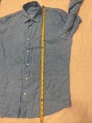 Arla Capri 100% Linen Hand Made Shirt In Italy Long Sleeve Sz 39 (medium) Blue