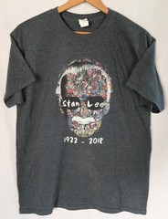Stan Lee Men’s L Marvel Comic Book Face Collage Black Short Sleeve T-Shirt GOAT