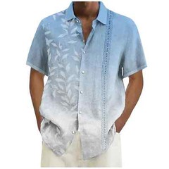Spring And Summer Men’s Fashion Floral Printed Cotton Linen Solid Color Short