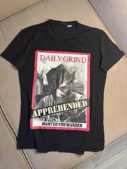 Rare Vintage John Galliano Newspaper Print T-Shirt – “WANTED FOR MURDER” Size L