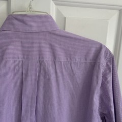 Gitman Bros Micro Check Gingham all Cotton Button Down Shirt Sz M Purple