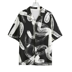 Mens Abstract Modern Paint Brush Hawaiian Shirt Aloha Beach Art Vacation Top