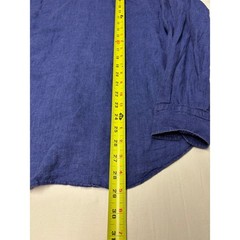 Puro Lino Mens Blue 100% Linen Button Down Shirt Size S Indigo Made in Italy