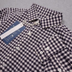 Mizzen And Main Shirt Men Large Standard Fit Navy Blue Gingham Polyester Stretch