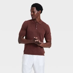 Men Modern Sport Novelty Knit Polo Shirt – Goodfellow & Co Brown