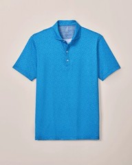 Johnnie O Mens Plumeria Featherweight Golf Polo Shirt Floral Print Blue Sz S