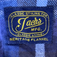 Jachs NY Heritage Flannel Shirt Mens Medium Blue Plaid Excellent Button Down