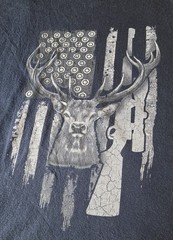 American Flag Hunting Deer Patriotic Size XL T-Shirt Tee